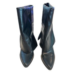 Madden Girl Black Heeled Black Fold Over Boots Womens Size 9.5